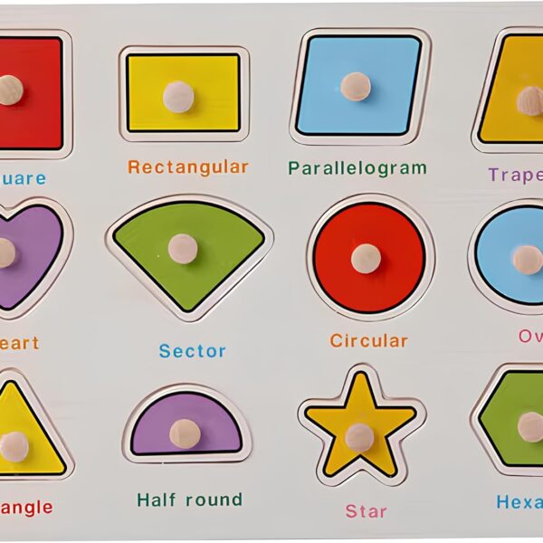 Shapes Puzzle Wooden for Toddlers 3+ Years Old - Montessori Educational Shape Toy with Sorting Board & Colorful Blocks - Preschool Learning Toy for Boys & Girls - Color & Shape Recognition